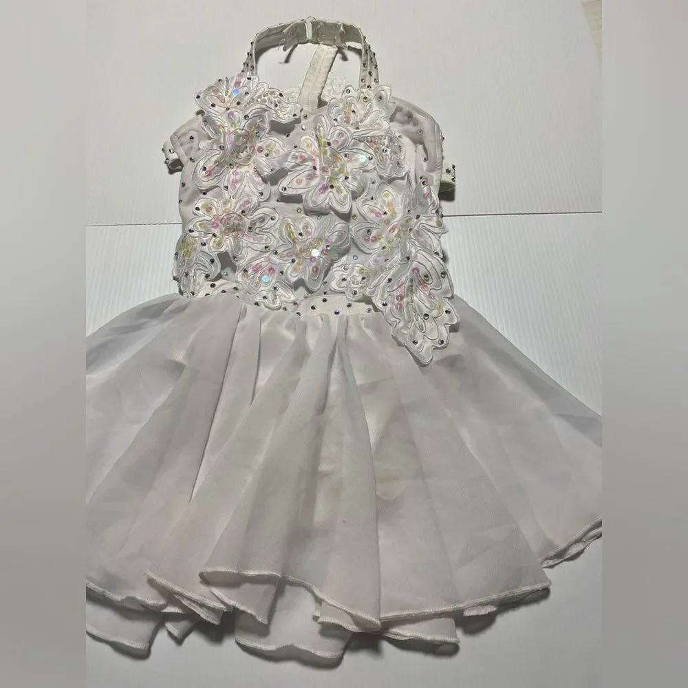Glamour competition solo dance costume white lyrical contemporary LC-large child